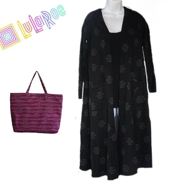 NWT LuLaRoe Black w/Gray Sarah Cardigan - Picture 1 of 3